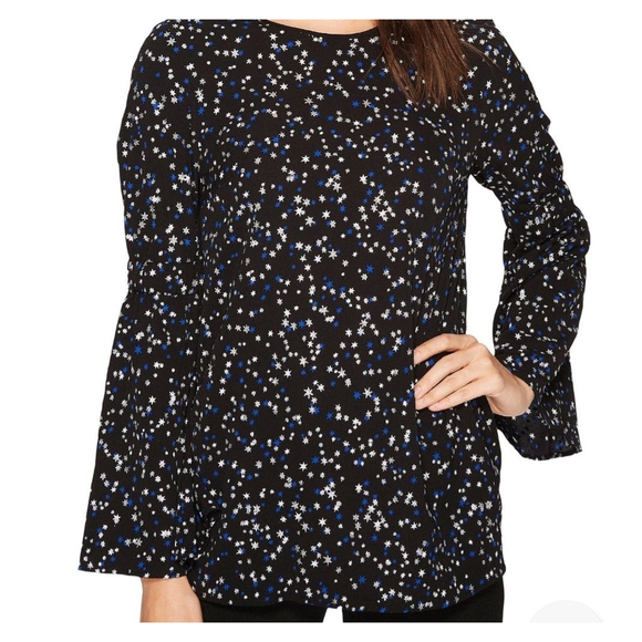 Michael Kors Silver Star Bell Long-Sleeves Blouse Top Women's Size Large... - Picture 1 of 9